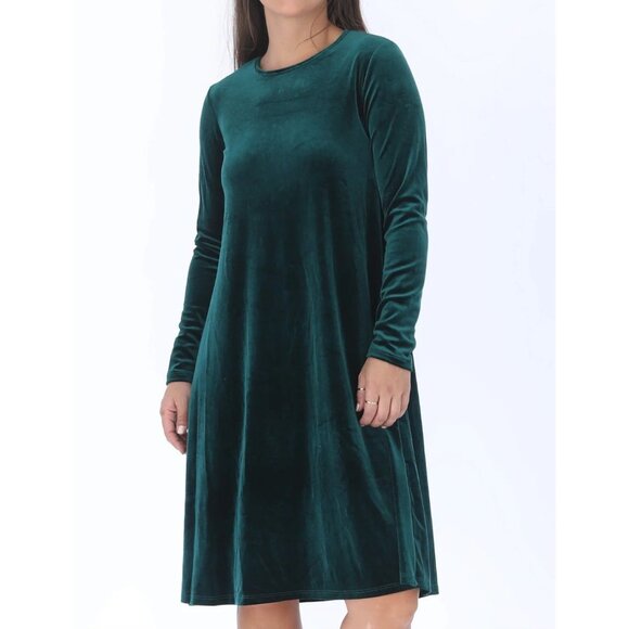 Size 14 GREEN VELVET DRESS Evening Velour Special Occasion Holiday Party Wedding - Picture 1 of 5